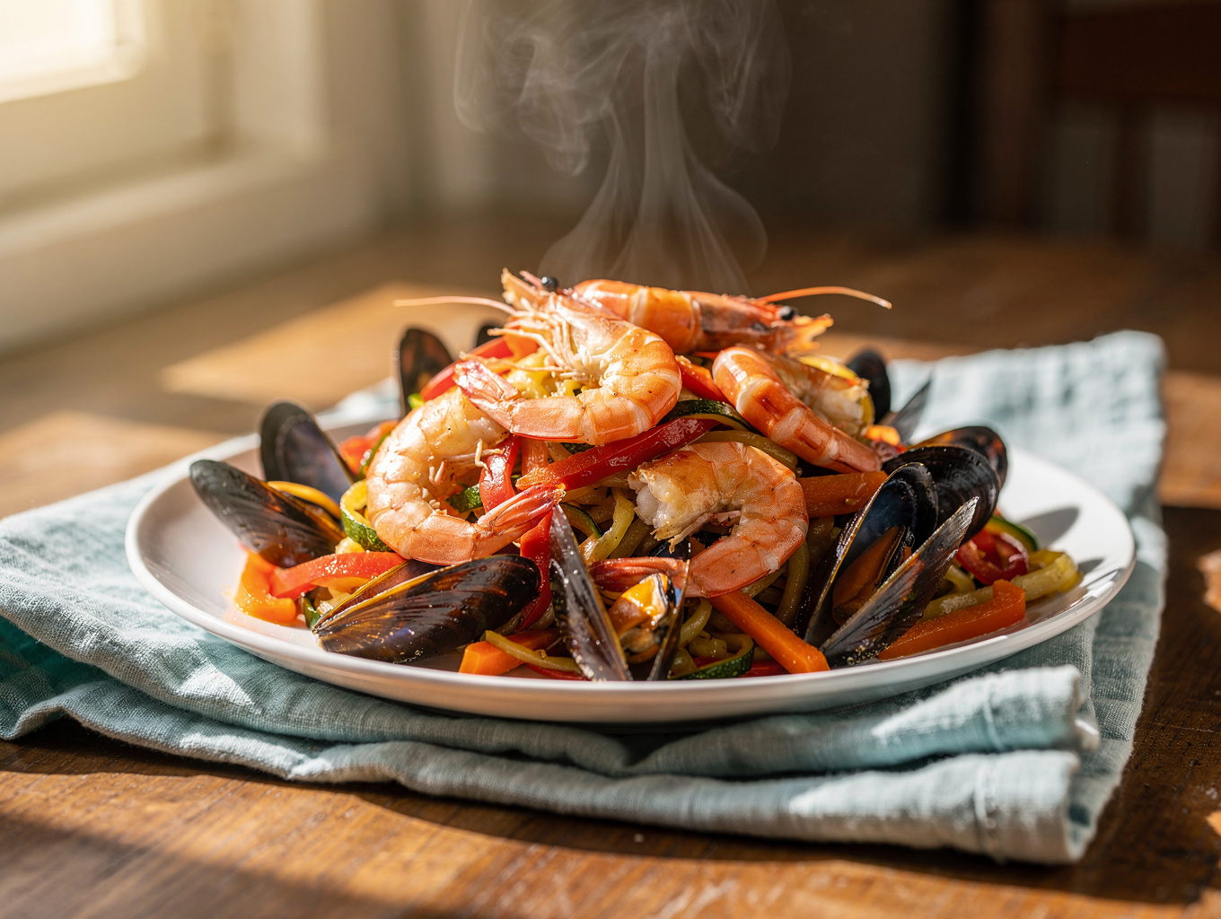 Gamba güveç in kleipot met tomaat, paprika en gesmolten kaas