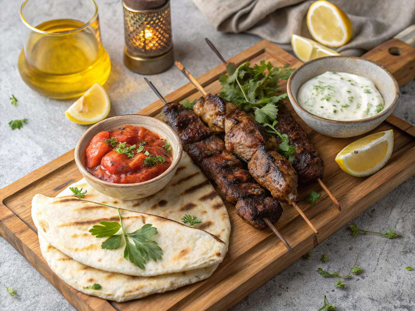 Gevarieerde mixed grill schotel voor twee met kipspiesjes, köfte, ćevapi en frietjes